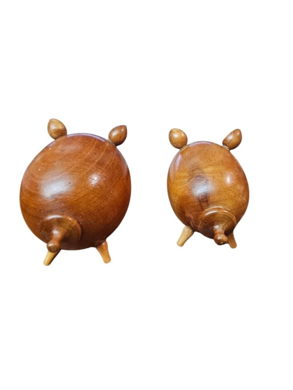 Vintage Wooden Salt & Pepper Shakers Danish Handmade Wood Pigs - Picture 5 of 7